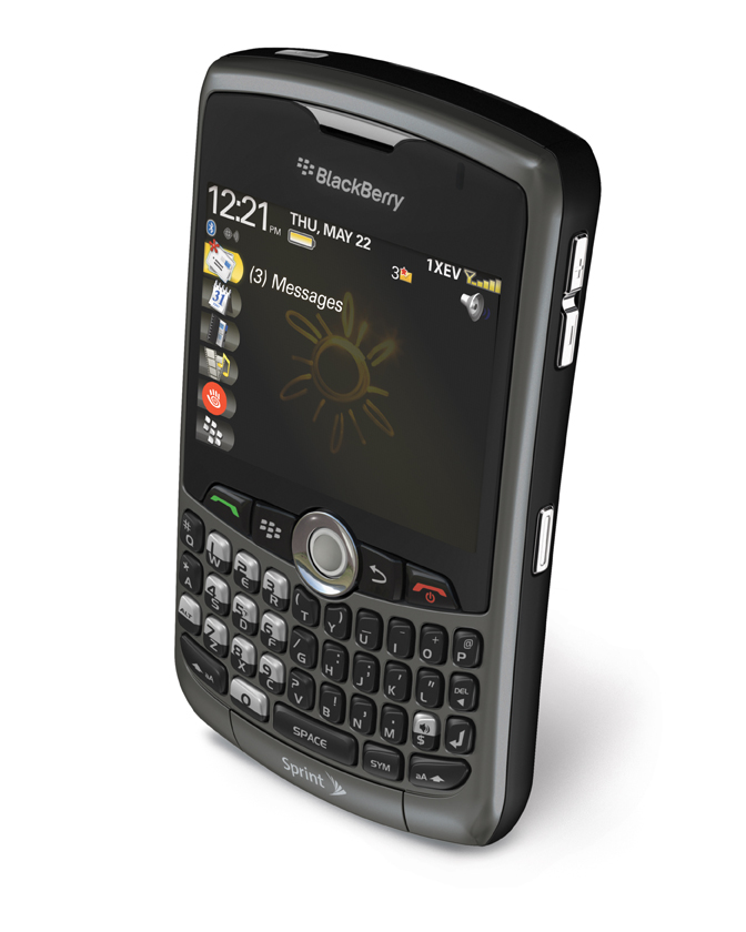 BlackBerry® Curve™ 8330. Sprint - Titanium Top Angle .jpg file | .eps file