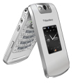 BlackBerry Pearl Flip 8230 (silver) Verizon  Left Side Angle Half Open
